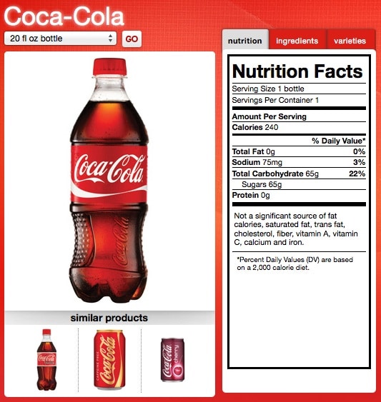 30 Coke Nutritional Label