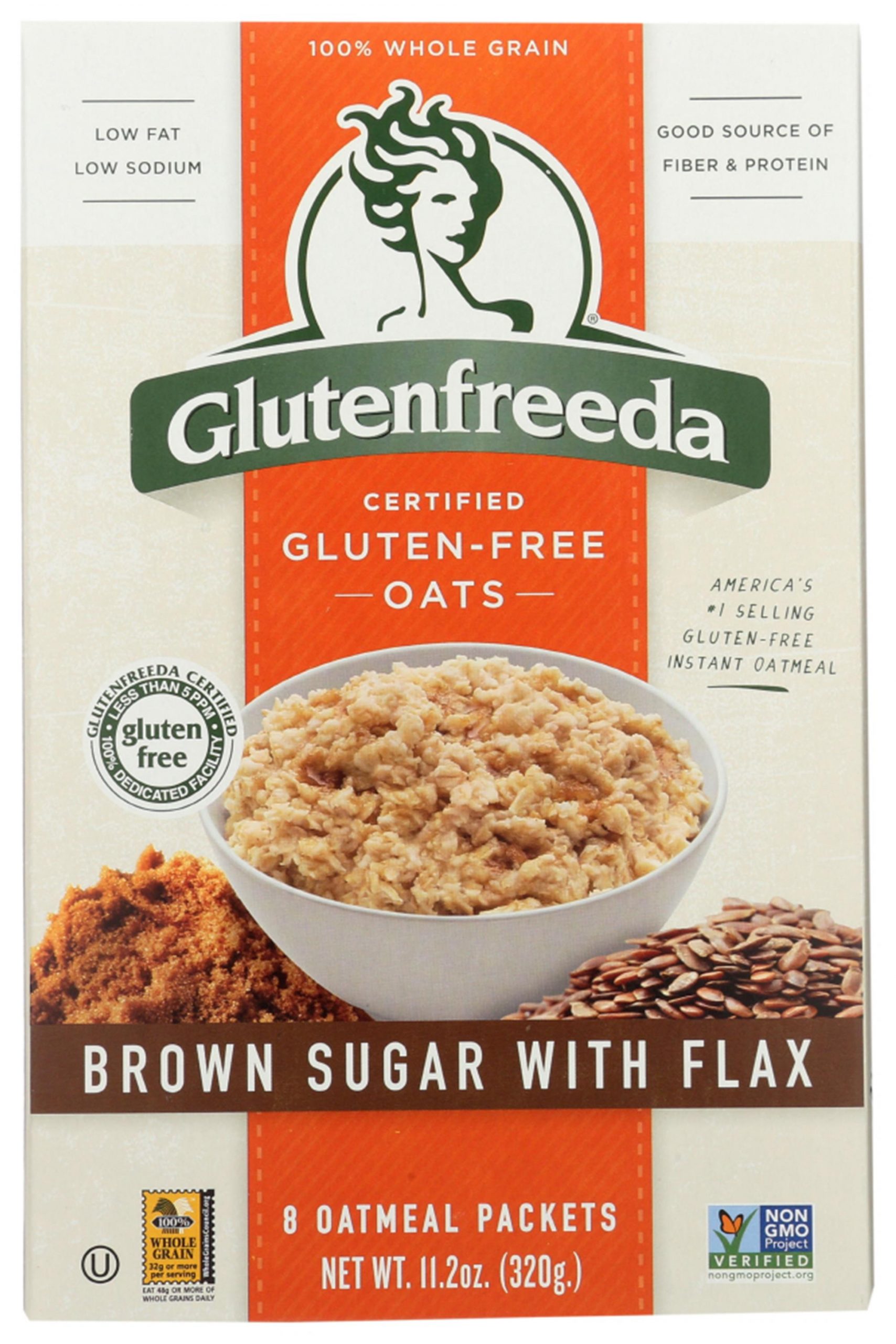 Glutenfreeda Oatmeal, Brown Sugar With Flax, 8 Pack of 8
