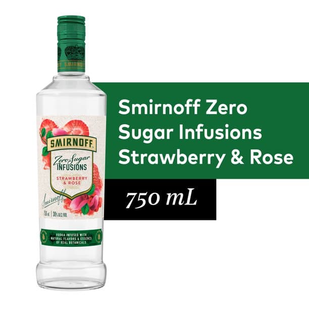 Smirnoff Zero Sugar Infusions Strawberry &  Rose, Vodka Specialty